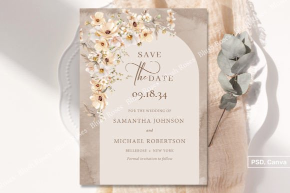 Download Boho Floral Botanical Neutral Save Date - Save date Collection