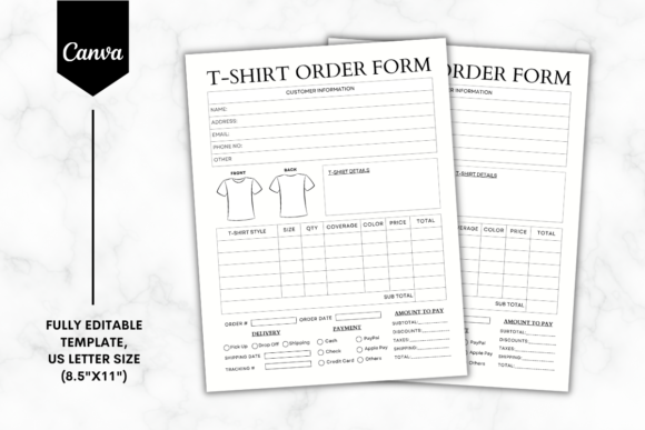 Download Custom T-Shirt Order Form Template B&amp;W 2 - Form Collection