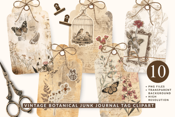 Download Vintage Collage Junk Journal Tag Clipart - Collage Collection