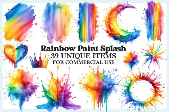 Download Watercolor Rainbow Paint Splash Clipart - Rainbow Collection
